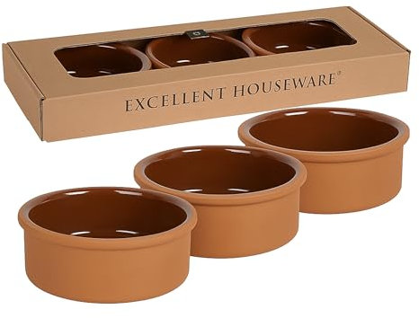 Lot de 6 bols à tapas en terre cuite dans un coffret cadeau Ø 11,5 cm, contenance 250 ml, bols classiques rustiques avec intérieur émaillé, passent au four, au micro-ondes et au lave-vaisselle