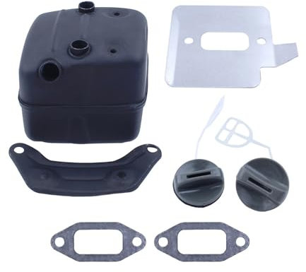AOIUU Kit de Tapa de Aceite y Junta de Placa de enfriamiento de Escape y silenciador Compatible con Motosierra hu 365, 362, 371, 372 y 372XP.