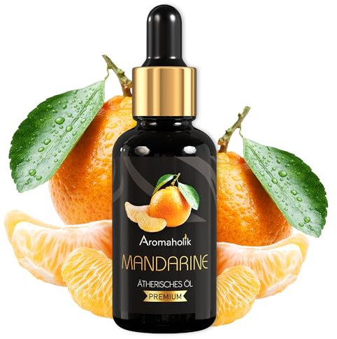 Aromaholik Mandarinenöl BIO 100% naturrein – Ätherische Öle für Diffuser & Aroma Diffuser – Zertifiziertes ätherisches Öl aus Indien – Mandarin Essential Oils 30ml für Sauna & Massage