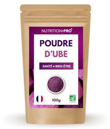 Ube BIO en poudre 100% pure – Origine Philippines – Super-aliment violet antioxydant – Riche en fibres, vitamines & minéraux – Sans &dditifs – 100g – Vegan & Naturel