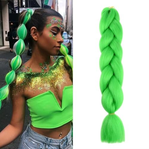 Verde Esmeralda Pelo Para Trenzas Africanas 24 1 Pieza/Lote for Mujer Para Trenzas Pelo Sintetico Postizo Para Trenzas Treasure Green Colors Braiding Hair Extensiones Trenzas