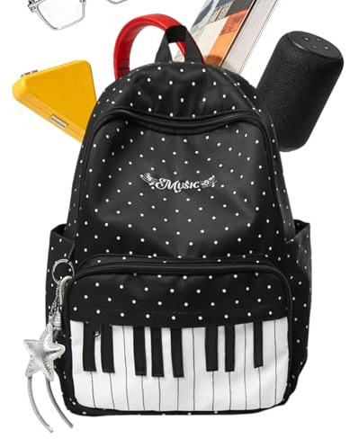 Handgepäck Rucksack Piano-Print großer Rucksack für Damen und Herren | Multifunktionaler Rucksack mit vielen Taschen für Laptop, Wandern, Flug, Studenten, Alltag
