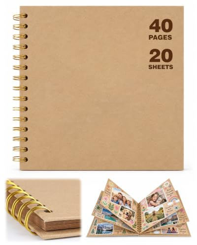 Acual Fotoalbum zum Selbstgestalten 20,5x20,5cm,Scrapbook Fotobuch 40Seiten | Personalisiertes Fotoalbum, DIY Zum Einkleben Scrapbook Set, Gästebuch für Hochzeit, Jahrestag, Reisen, Geburtstag