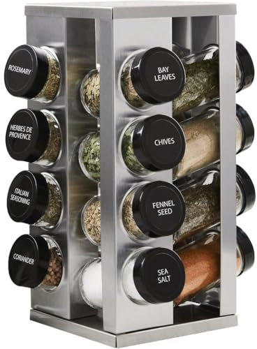Kamenstein Heritage 16-Jar Revolving Countertop Spice Rack with Free Spice Refills for 5 Years