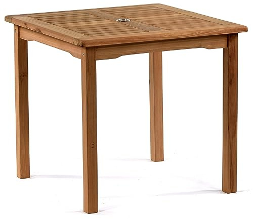 Bistro-Stil Quadrat Güteklasse A Teak Holz Garten Tisch – 80 x 80 cm Holz Outdoor Tisch