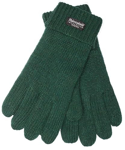 EEM Damen Strickhandschuhe, weiche Wolle, Thinsulate Thermofutter, dunkelgrün L/XL