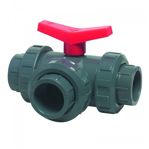 AQUARISTIK-PARADIES 3-Wege Kugelhahn mit T-Bohrung 50 mm aus PVC