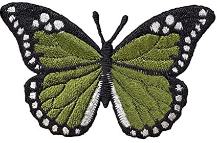 Wholesale Applique Olive Green and Black Monarch Butterfly Iron on Embroidered Patch