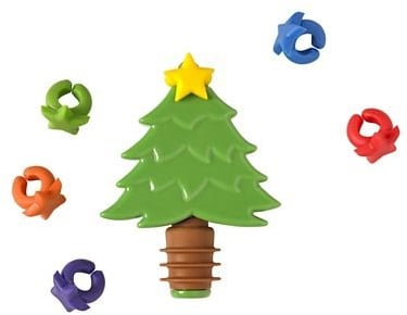Joie Kitchen Gadgets 49847 Joie Christmas Tree Bottle Topper and Wine Charm 7-Piece Set, Silicone, Multi-Colour