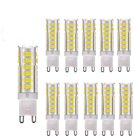 Ougeer Lot de 10 ampoules LED G9 7 W équivalent à 65 W, Blanc Froid 6000 K 650 lm AC220–240 V Non compatible avec variateur d’intensité En céramique