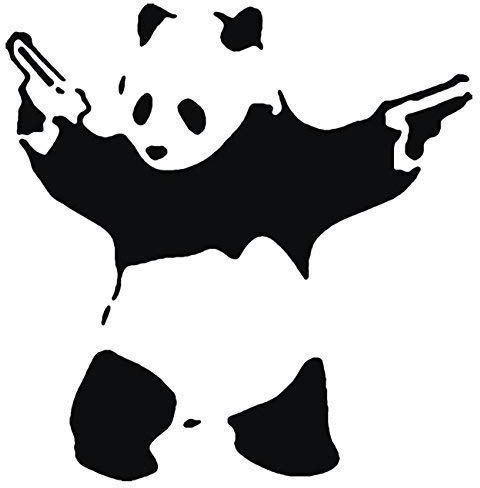 Banksy Schablone - Panda Waffen Pandamonium | Wiederverwendbar Wohndeko & Kunst Handwerk Malerei Schablone - semi-transparent Schablone, XXL/ 77X77CM
