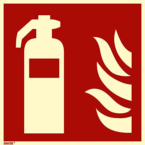 Feuerlöscher, Hart-PVC langnachleuchtend 55/8 mcd DIN 67510 Leuchtklasse B, 200 x 200 mm gemäß ASR A1.3 / ISO 7010 F001, Brandschutzzeichen Schild, 20 x 20 cm