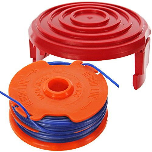 SPARES2GO Dual Strimmer Line Spool + Cover Cap Kit for McGregor 350w MET3525 Trimmer