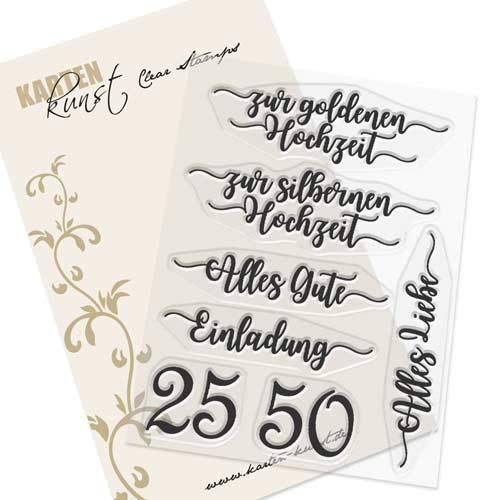 Karten-Kunst Clear Stamp-Set Stempel-Gummi silbernen und goldenen Hochzeit