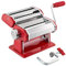 GOURMEX Macchina Pasta Manuale ,Macchina per la Pasta con 7 spessori regolabili, 2 in 1 tagliapasta e morsetto per Lasagna/Ravioli/Tagliatelle/Spaghetti/ (Argento) (Rosso)