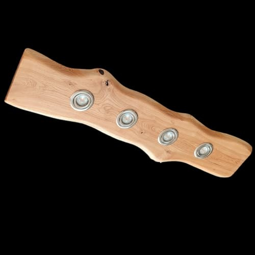 FRIESENLICHT LIKSA Deckenlampe Holz mit Baumkante Hängelampe rustikal Led Vintage Set Leuchte Wildeiche Massiv GU10 Dimmbar ohne Dimmer Austauschbar (80 cm/3 Spots)