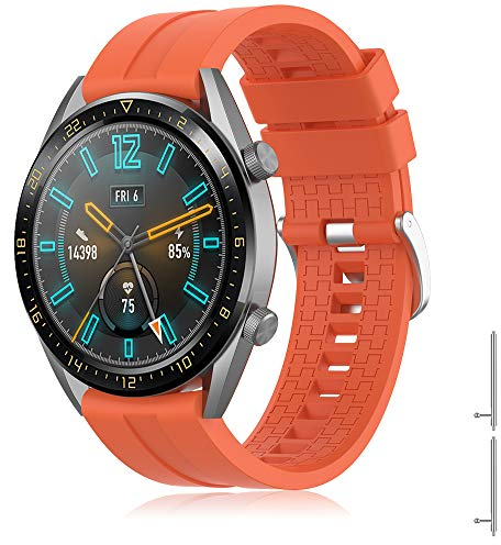 TOPsic Armband für Hua wei Watch GT 2/Hua wei Watch GT Fashion/Sport/Active/Elegant/Classic/Galaxy Watch 46mm/Gear S3, 22mm Uhrenarmband Silikon Edelstahl Metall Ersatzband