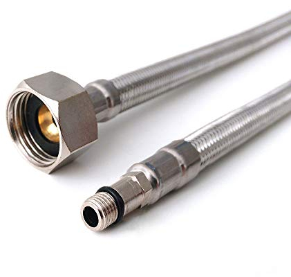Xcel Home 2x M8 x 1/2 Flexible Conectores de latiguillo griferia (500mm) | Par de BSP Monobloc Mezclador Flexi Pipe Tails | Lead Free Flexible manguera para grifo | Acero Inoxidable Trenzado