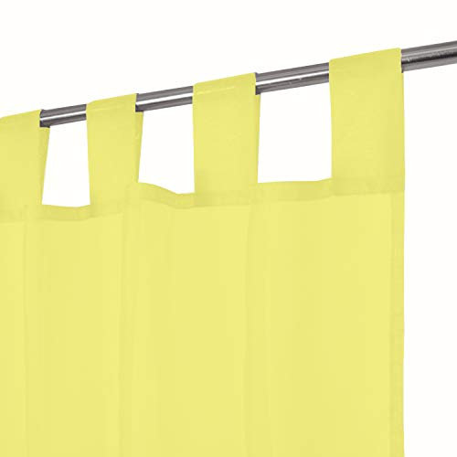Megachest sheer Voile Tab Top Curtain(butter yellow, 56 wideX90 drop(W142cmXH228.5cm))