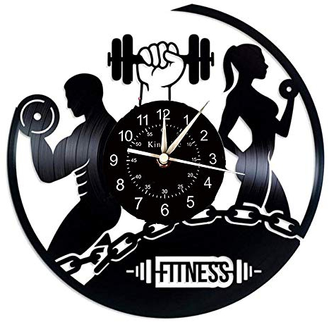 Smotly Vinyl Record Wanduhr, Modernes Design Bodybuilding Gym-Thema-Geschenk-Idee, handgemachte Startseite Wanduhr.