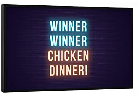 artboxONE Poster mit schwarzem Rahmen 90x60 cm Typografie Chicken Dinner - Bild Winner Dinner Essen