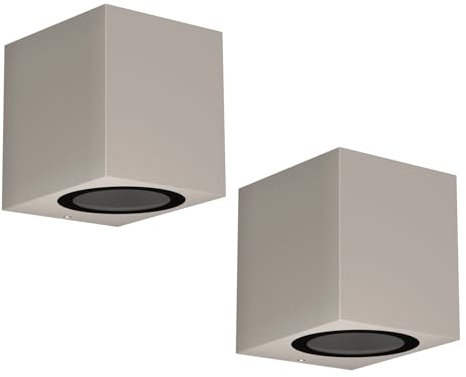 ledscom.de 2 Stück Wandleuchte ALSE für außen, IP54, Downlight, grau matt, eckig, 1x GU10 max. 35W