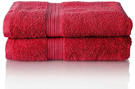 ALCLEAR Premium Frottier Handtuch Set, Frotteeserie in 6 Farben und 5 Größen, Farbe: ROT,2X Duschtücher 70x140 cm