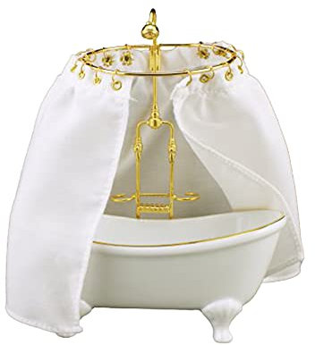 Puppenhaus Weiß Dusche Badewanne mit Vorhang Reutter Badezimmer Möbel 1:12