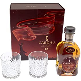 Cardhu 12 Años Whisky Escocés, 700ml. Estuche con Dos Vasos