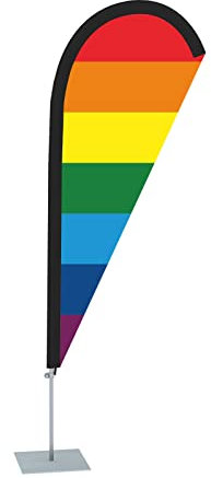 Vispronet Beachflag Regenbogen - versch. Bodenelemente - Höhe 2,04 m - Indoor- & Outdoor (mit Bodenplatte, Motiv 2)