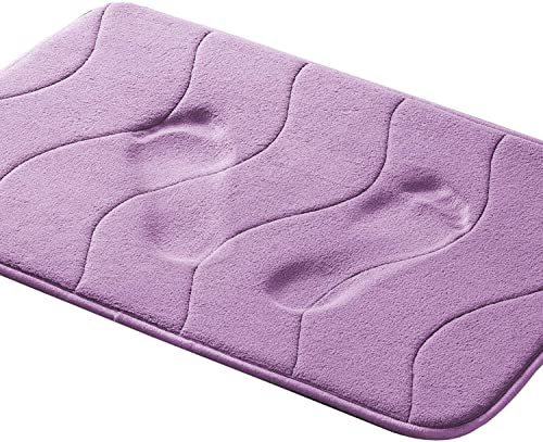 LINFKY Tappeto Bagno Memory Foam, Tappetino Bagno Antiscivolo, Tappeto Doccia Peluche Assorbente Antiscivolo Lavabile Adatto a Soggiorno Cucina Bagno (Lilla,50 x 80 cm)