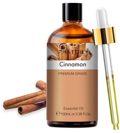 PHATOIL Huile Essentielle Cannelle 100 ml, Huile Essentielle pour Diffuseur, Huile de Cannelle Pure Naturelle pour Aromathérapie