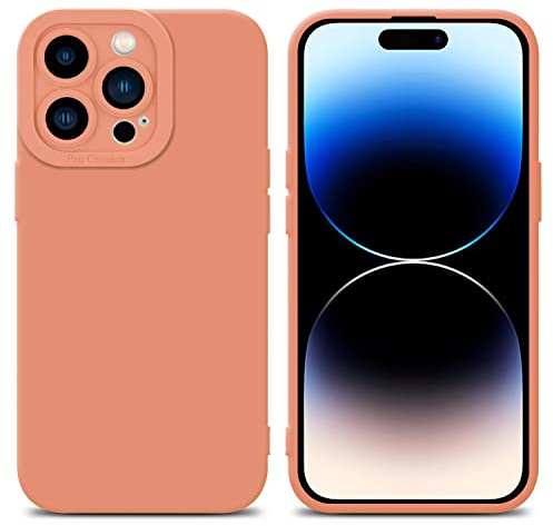 Cadorabo Hülle kompatibel mit Apple iPhone 14 PRO MAX Schutzhülle TPU Silikon Case Liquid Design mit Kameraschutz Slim Kratzfest Gummi mit Rundumschutz Case Hülle für iPhone 14 PRO MAX in Orange