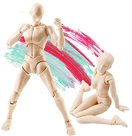gnallang Action Figures PVC Model (Yellow Color) with Box Drawing Figure Models for Artists(Female+Male)