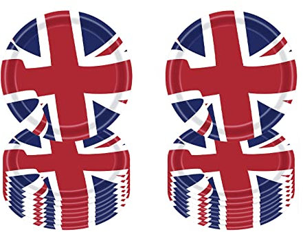 16Pcs Union Jack Flag Paper Plates 18cm for VE Day 80th Anniversary Party Decoration Pack, Great Britain Union Jack Party Plates 7inch Tableware Party Supplies Britain Pub BBQ Royal Street Parties