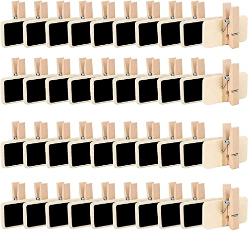 Klein Kreidetafel, 100 Stück Abwischbare Mini Tafel, Holz Kreidetafel Clips, Holz Tafeln zum Beschriften, Mini Kreidetafel, Memotafel Wandtafel zum Beschriften, Haus, Buffet, Hochzeit