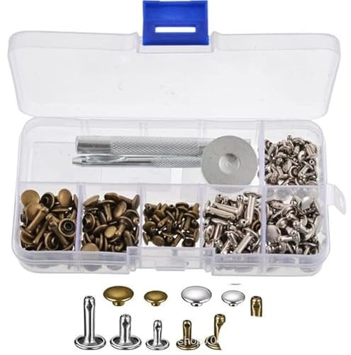 480/360/240 Stück Ledernieten Doppelkappennieten Rohrförmige Metallnieten mit Lochzange Befestigungsset für DIY Lederhandwerk Nieten Rep-120 Stück ohne Zange