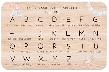 wunderwunsch Frühstücksbrettchen, Personalisierte Brettchen für Kinder | Individuelles Holzbrett personalisiert mit Namen, Spruch Lasur hier krümelt, Kleines Geschenk Taufe, Junge, Hase, Dino