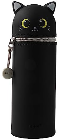 I-TOTAL® - Trousse en Silicone Souple pour l'École, Extensible avec Forme Profilée (Black Cat)