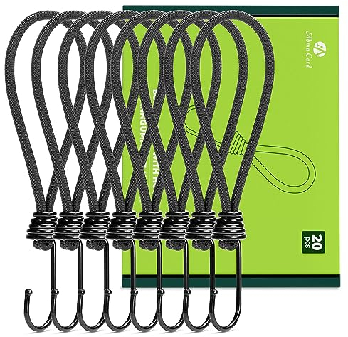 Abma Cord Spanngummi mit Haken 20cm 20 Stück Expander mit Haken Kurz Gummispanner Planenspanner Haken für Plane, Netze, Zelte, Anhängerplane, Banner - Schwarz