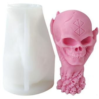 Xidmold Hand hält Schädel Kerzenform, Totenkopf Kerzen Form Gießform, Halloween Schädel Silikonform für Sojawachs Kerzen, Gips, Epoxidharz, Handwerk