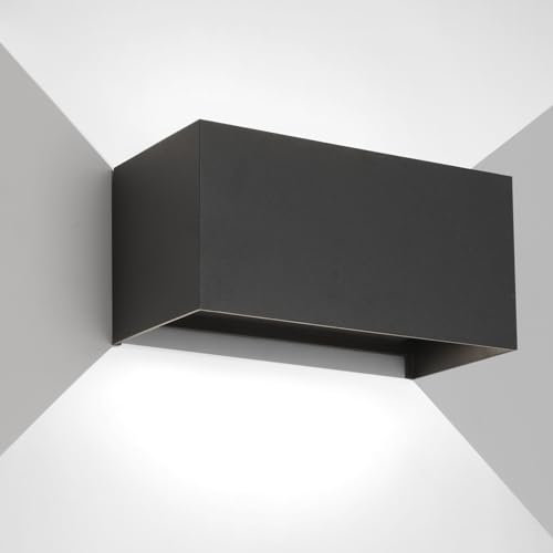 FUPE 25W LED Wandleuchte Aussen Innen Außenwandleuchten IP65 Wasserdichte Wandlampe Aluminium Außenleuchte Wand Ausenbeleutung Hauswand up and down Einstellbar Lichtstrahl, Schwarz 6500K Kalt weiß