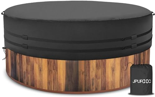 Copertura rotonda per vasca idromassaggio - 600D Oxford resistente agli strappi telo copertura piscina per vasca idromassaggio, resistente all'inverno resistente ai raggi UV (Φ230*30cm H, Nero)