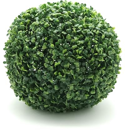 Palla di Bosso Topiaria artificiale per interno ed esterno, per vaso rotondo, dimensioni diamentro cm 38, pianta finta di Buxus colore verde resistente (Ø cm 38)
