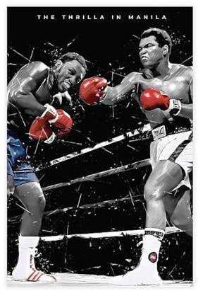 THEGIS Muhammad Ali vs Joe Frazier Leinwand-Poster, Wandkunst, Dekordruck, Bild, Gemälde für Wohnzimmer, Schlafzimmer, Dekoration, ungerahmt, 60 x 90 cm