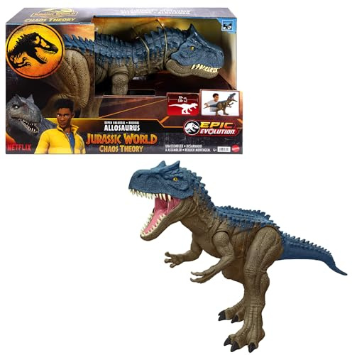 Mattel Jurassic World: Die Chaostheorie Netflix - Riesendino Allosaurus Actionfigur, extragroßer Dinosaurier, kann 20 Minifiguren verschlingen, ca. 96 cm lang, XL Action-Spielzeug, HRX53