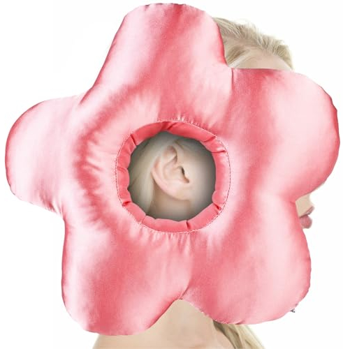 Aicharynic Donut Kissen Für Seitenschläfer: 1 Stück Schmerzlinderungs-Kissen mit Loch, Unterstützung für Bequemes Schlafen, Für Schlafzimmer und Reisen (Rosa/28 * 28 * 8cm)