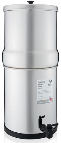 British Berkefeld 12L Stainless Steel Gravity Water Filter System | Comes With 2 Ultra Fluoride Cartridges | Great Tasting Clean Water | No Power Or Plumbing Required | For Home Or Outdoor Use
