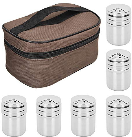 Travel Spice Containers, 6Pcs Powder Sugar Shaker Multi Spice Container Camping Seasoning Container with Storage Bag for Camping