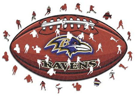 Iconic Puzzles, Baltimore Ravens Crest, 100% eco-sustainable wooden puzzle with official license NFL, size M, 270 pieces